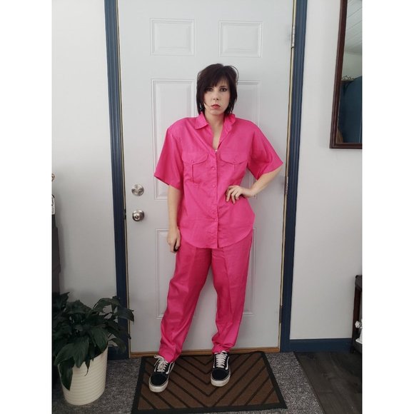 80s Pink Top and Pants Matching Set - Picture 2 of 7
